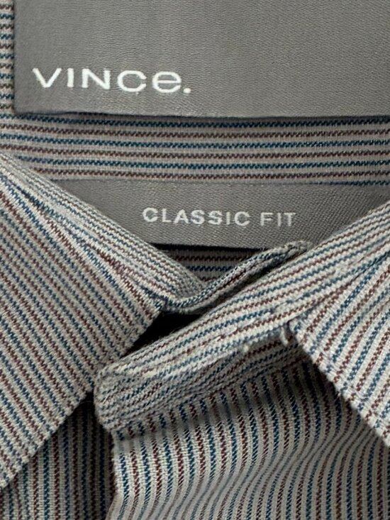 Vince Classic Fit Striped Button-Down Shirt (M5394-1387) Size Large - Picture 5 of 6